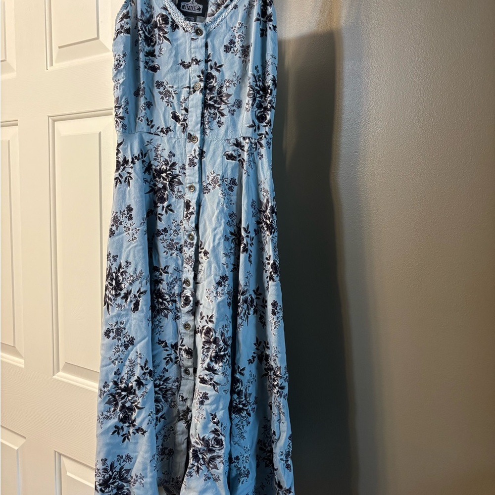 Angie Floral Blue Sleeveless Dress